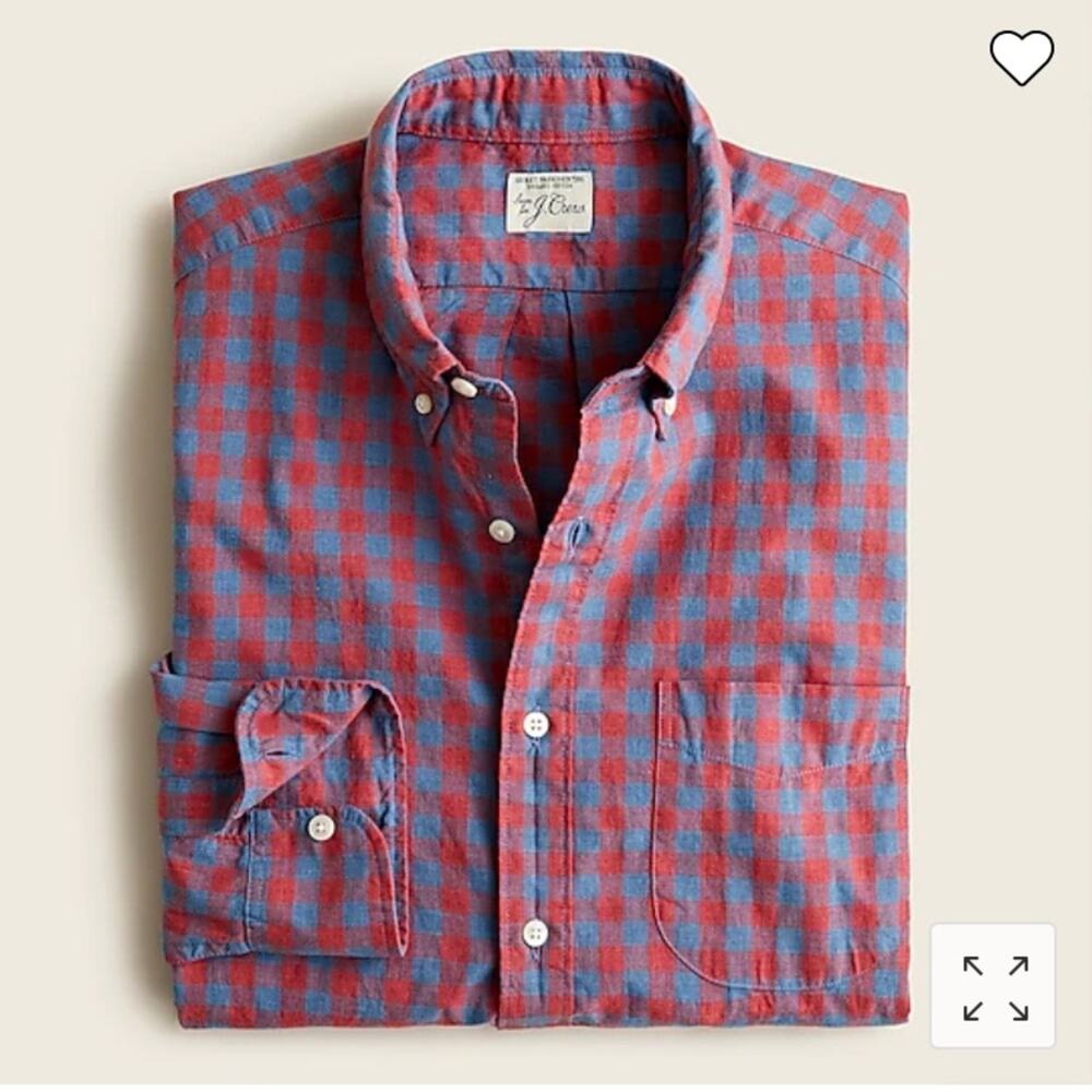 J Crew Secret Wash organic cotton poplin shirt in heather in slim Men's Size M